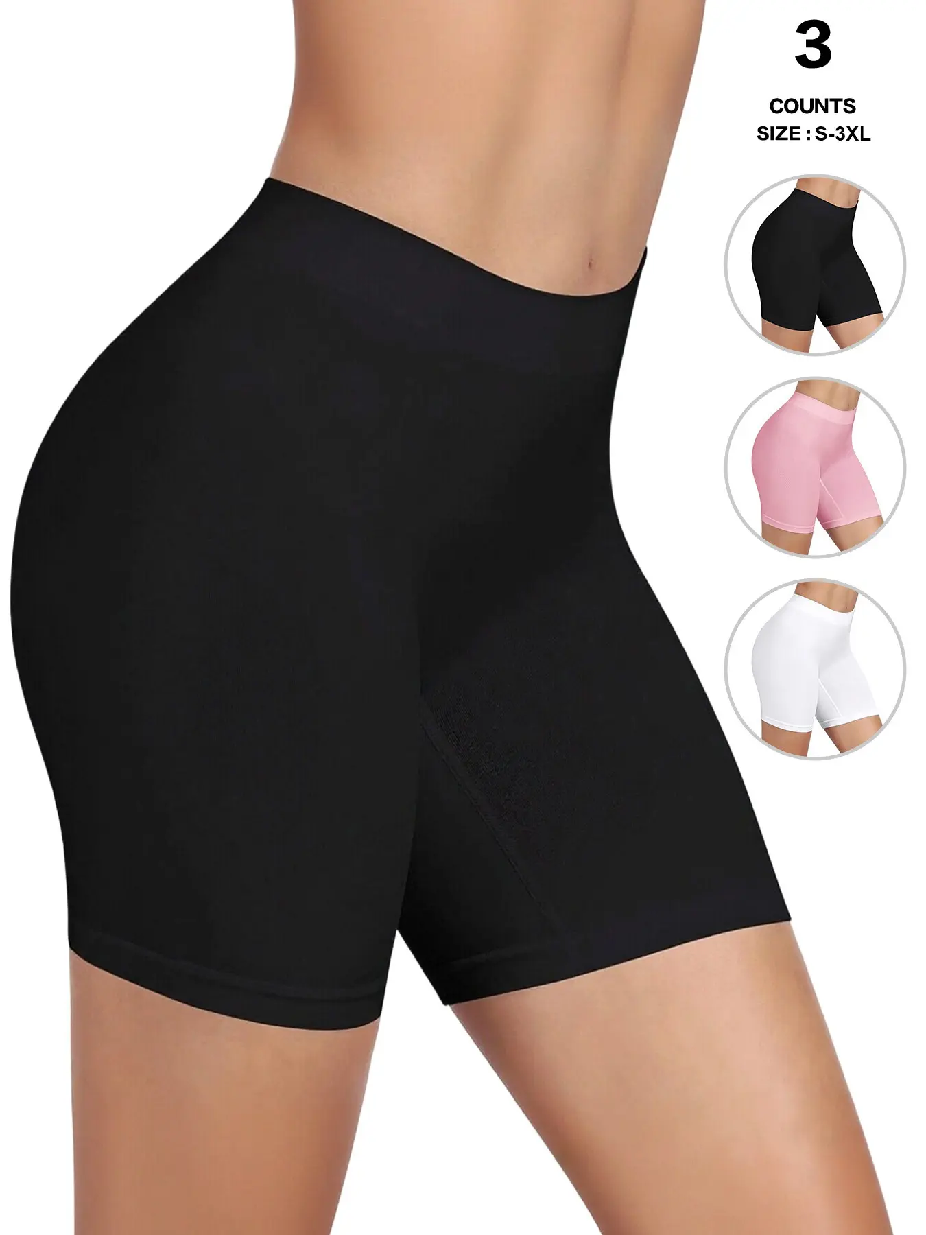 Slip Shorts for Under Dresses Women High Waist Elastic Smooth Anti Chafing Seamless All Seasons Shapewear Underwear Boyshorts Panties Under Shorts Womenswear Fit