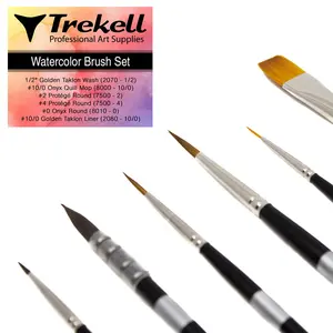 Trekell Watercolor Brush Set - Professional Synthetic Brushes for Detailed & Wash Techniques