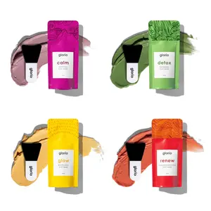 Glorio Facial Treatment Clay Masks Discovery Kit, Pack of 4 (1.6 oz with Applicator) Face Mask Skin Care for All Skin Types, Facial Care for Men & Women, Skincare Products for Face, Made in USA