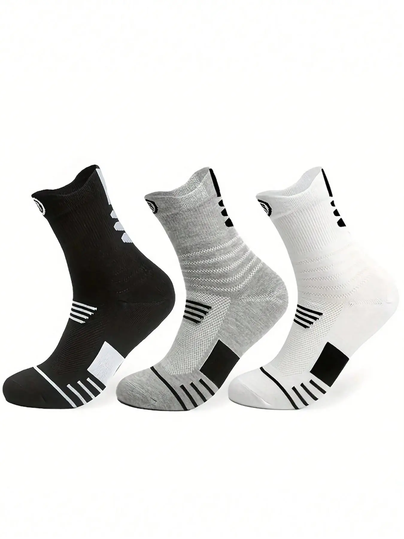 Men's Professional Basketball Sports Socks, Thick Cushioned Anti-Slip Compression Socks, Breathable Sweat Absorbent, All-Season High Top