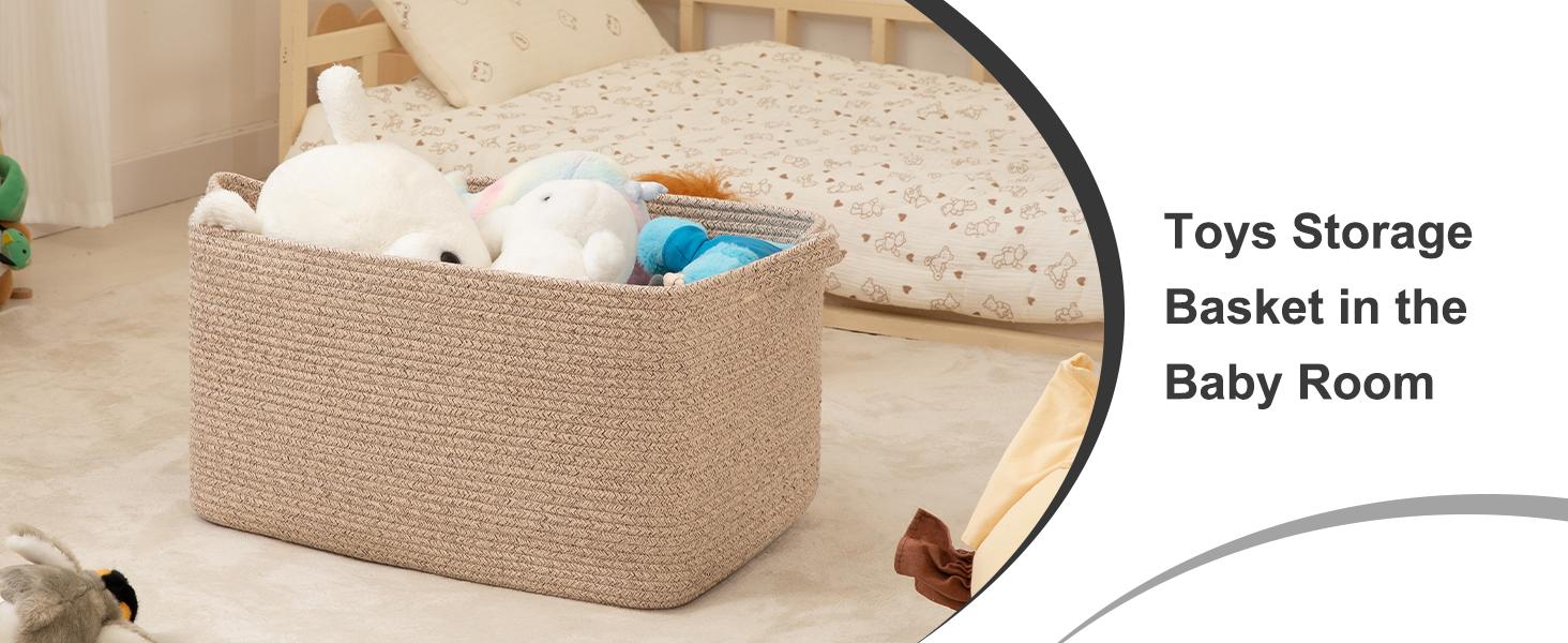 65L Large Cotton Rope Woven Blanket Storage Basket for Baby Room and Living Room Organiser 65L Large Cotton Rope Woven Blanket Storage Basket for Baby Room and Living Room Organiser