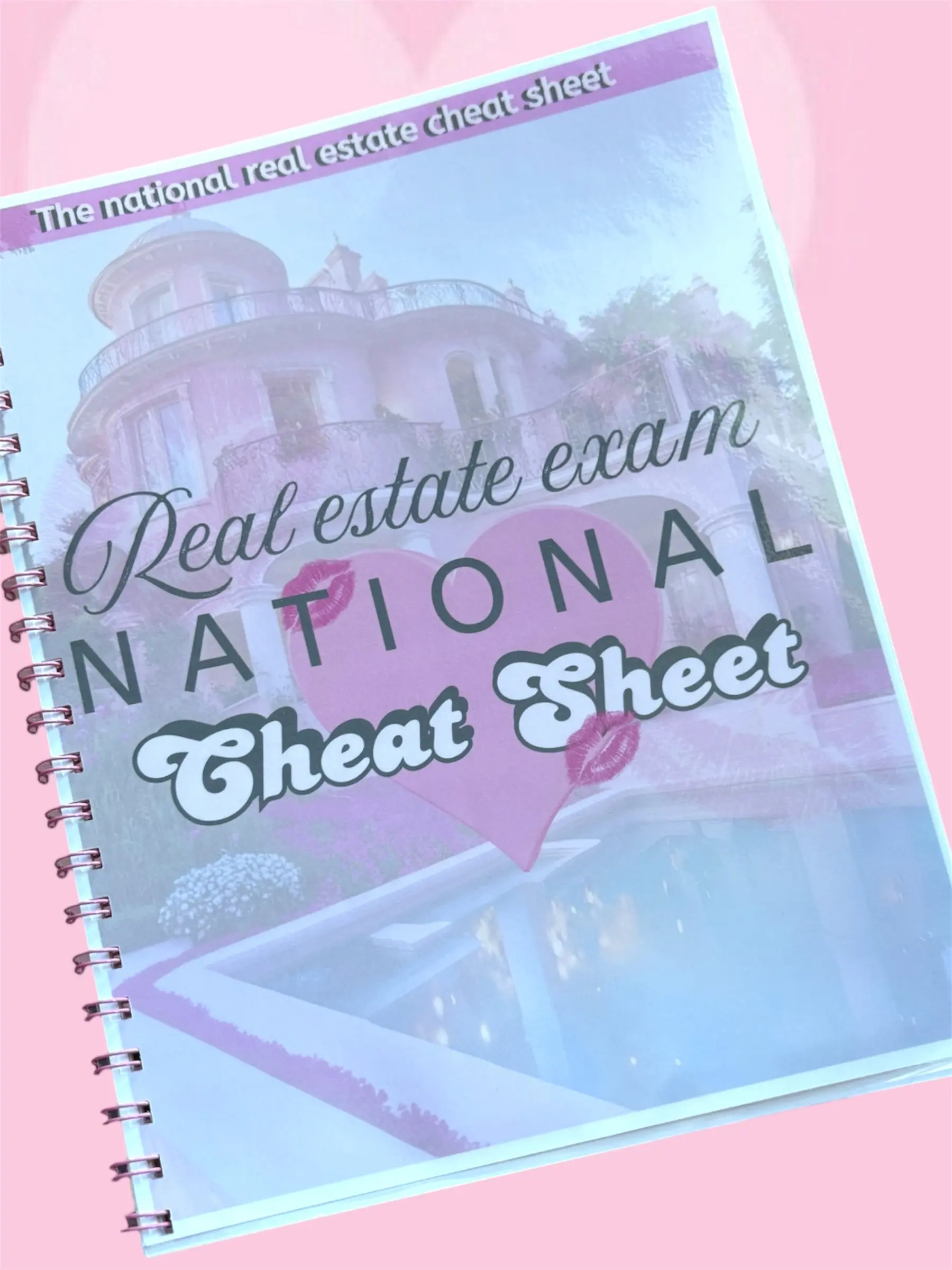 National Real Estate Exam Cheat Sheet Notebook | Real Estate License Study Guide for Women | PSI & Pearson Prep | Realtor Exam Notes