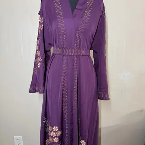 Dubai Umbrella Abaya - Purple, black Dress with Embroidered Design and Long Sleeves for Comfortable Wear