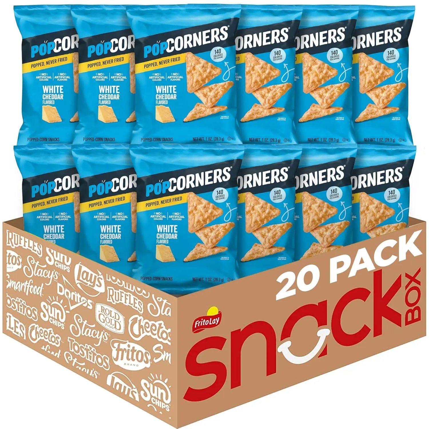 PopCorners Popped Corn Chips, 6 Flavor Variety Snack Pack, 1 oz Bags, (20 Pack), Gluten Free, No Artificial Colors, No Artificial Flavors