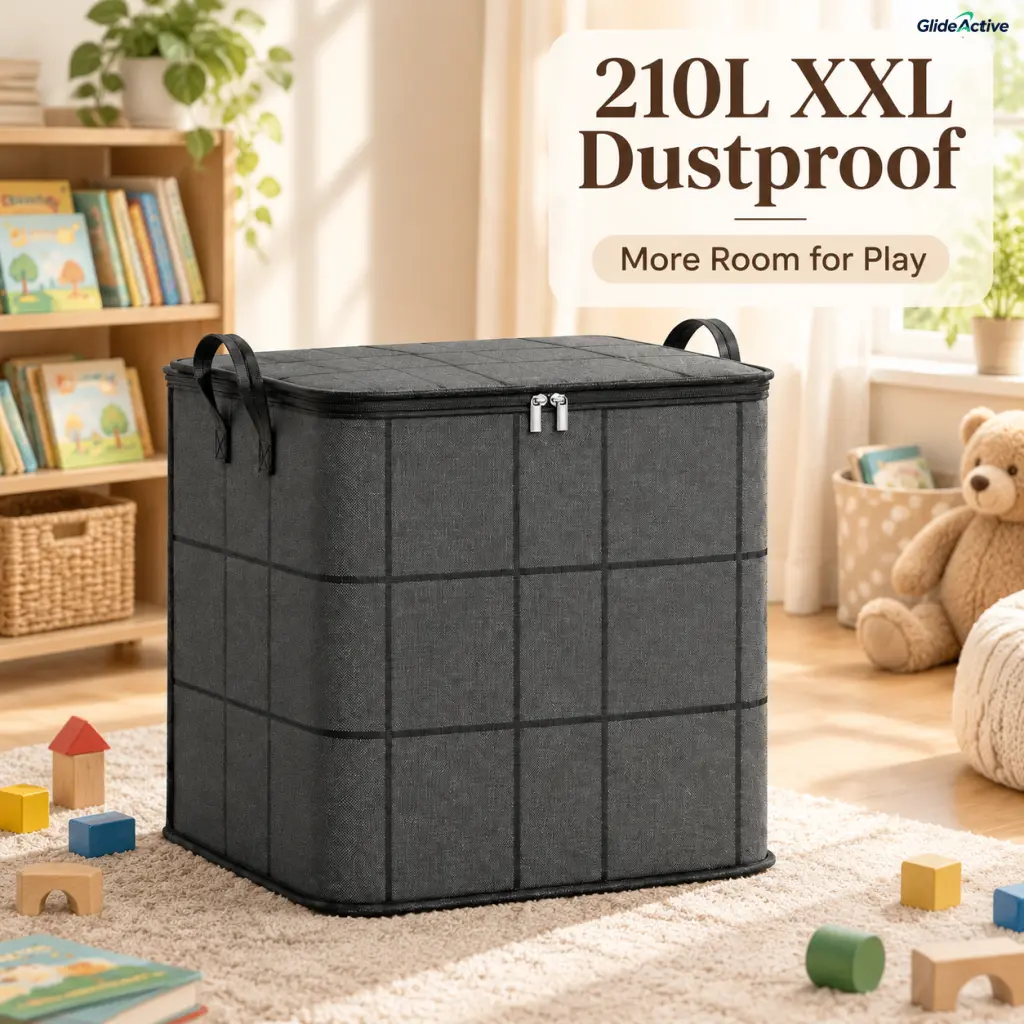 Upgraded 210L XXL Storage Bin, Dustproof Zippered Closet Organizer, Large Storage Box for Kids Toys Bedding Bedroom Playroom