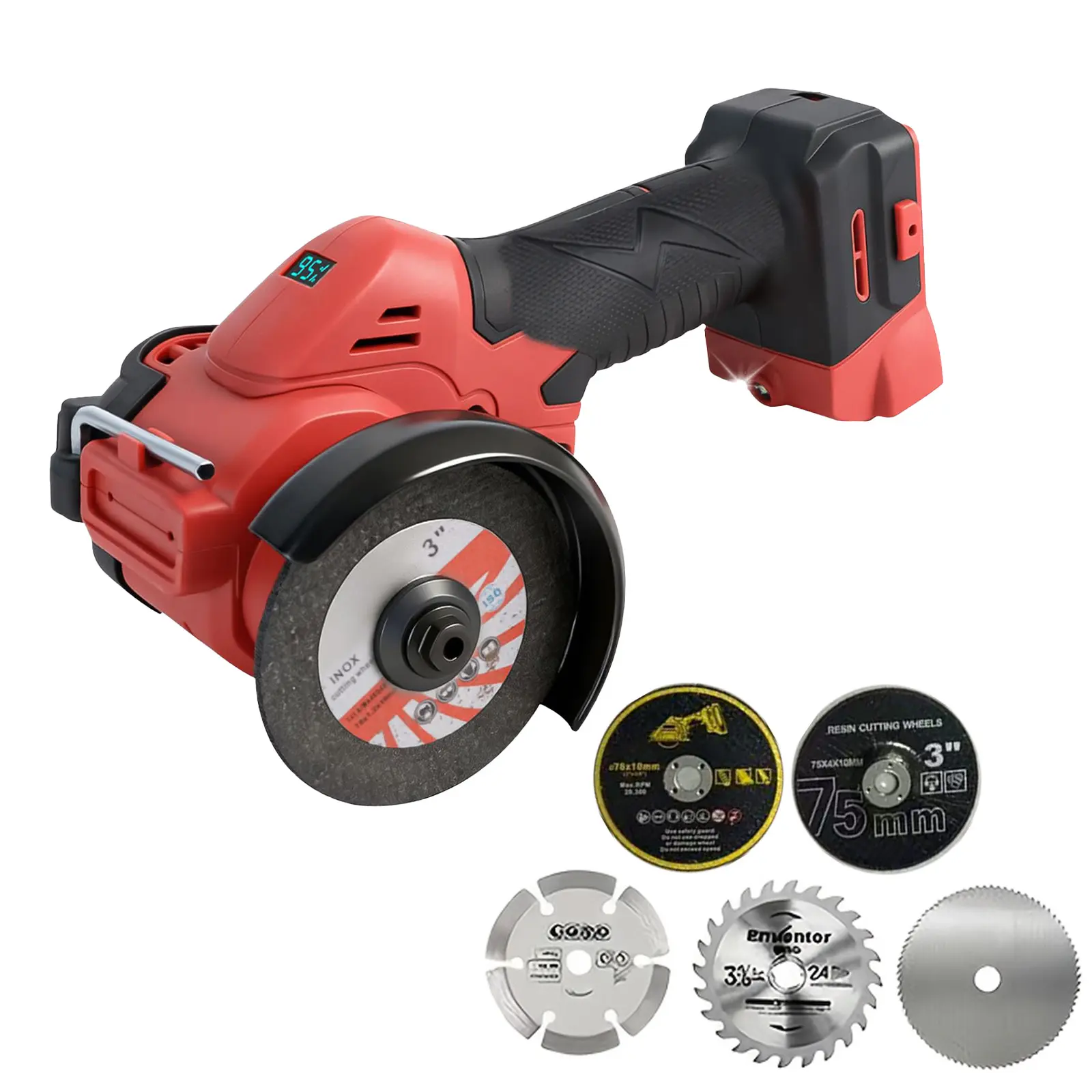 3" Cordless Cut Off Tool Brushless, Compact Angle Grinder with 5 Blades, LED Light, Dust Cover for  Wood Tile Plastic