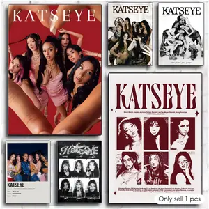 K-Katseye K-POP group Painting Calligraphy Premium Textured Canvas Wall Art Poster Artwork – High-Quality Fabric Print with Rich Color & Matte Finish, Modern Aesthetic Decor for Living Room, Bedroom, Office & Creative Interior