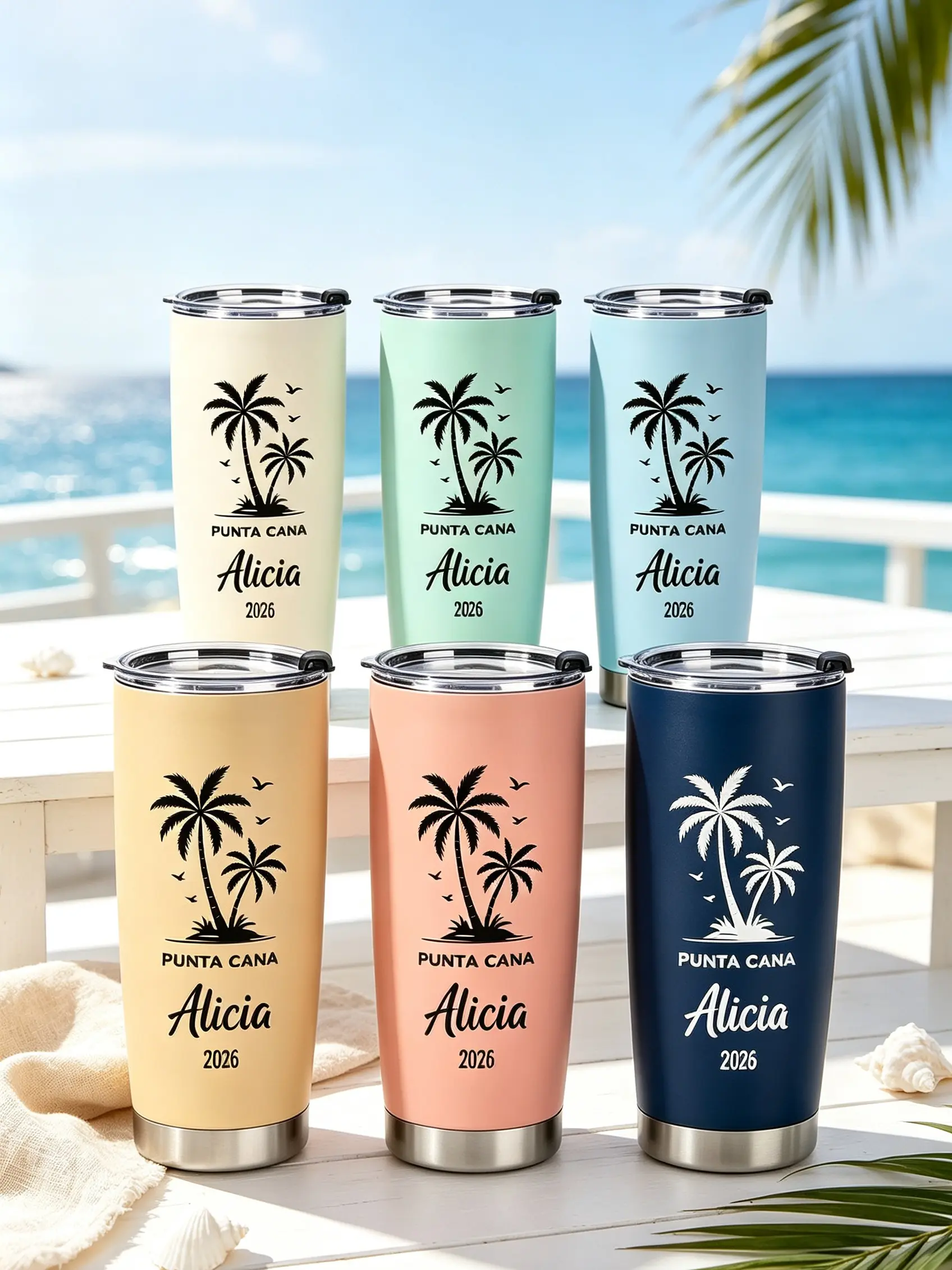 Stylish Personalized Custom Engraved Stainless Steel Insulated Tumbler - Kitchenware Drinkware Vacuum Flask for Beach, Camping Travel