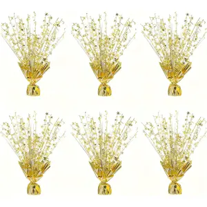 6 Pack Metallic Foil Spray Centerpiece Stars for Wedding, Birthday, Anniversary, Christmas Table Decor, Holiday Festival Baby Shower Graduation Mantle Party Decorations (Light Gold)