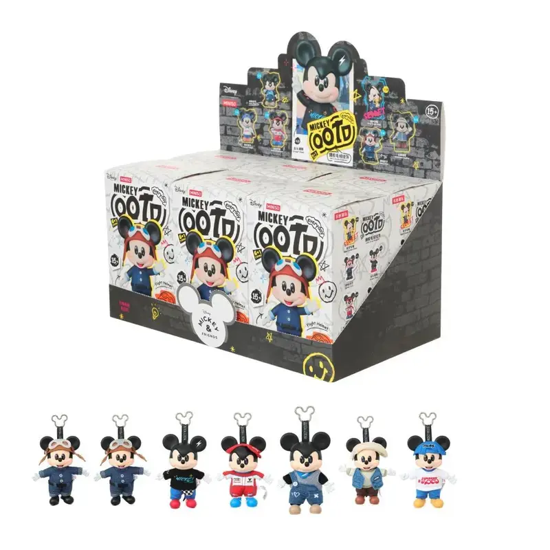 Disney Mickey OOTD Vinyl Plush Blind Box Keychain for Travel Bags Collectible Pendant Cute Display Accessory Toy,Anime Merch，Collection Gift,Holiday Gift Birthday Gift