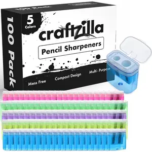 100 Pack Manual Pencil Sharpeners Bulk for Kids with Lid, Perfect for School, Office, and Home