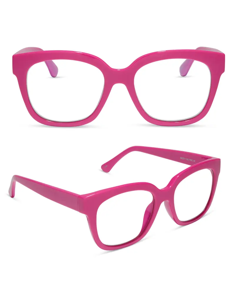 DIFF Ava Bubblegum Pink Blue Light Readers - Cute Square Chunky Lightweight Frame