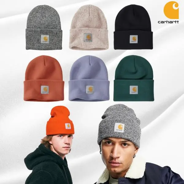 Carhartt Classic Knit Watch Hat – Unisex Cuffed Beanie, Soft Warm Acrylic Winter Cap with Iconic Logo Patch, Everyday Casual Outdoor Streetwear Hat for Men Women, Brown Gray Blue White Pink Purple