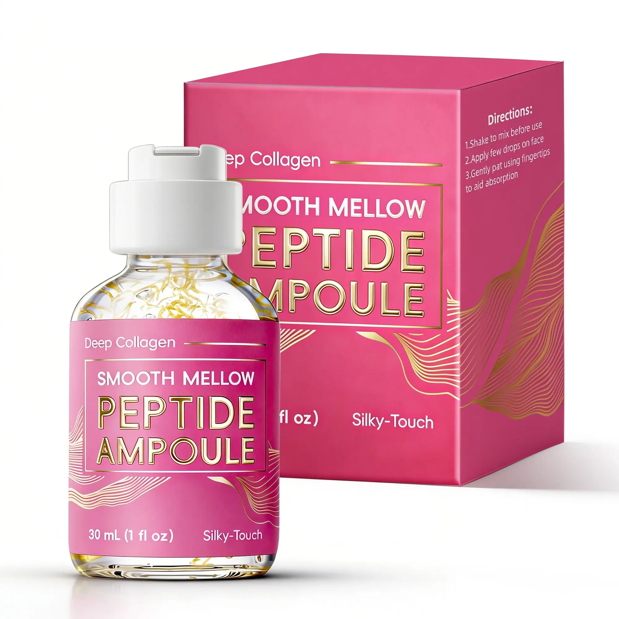 Silk Collagen Peptide Ampoule Facial Serum, Micro Needle Essence Ampoule, Korean Skincare, Anti Aging Formula, Reduces Wrinkles, Deep Hydration, Lightweight Hydrating Firming, Revitalizes Skin