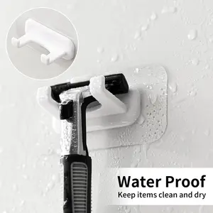 Waterproof No-Drill Shaving Razor Holder, Reusable Sticky Hook for Razors and Towels, Bathroom Storage Accessories