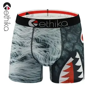 ETHIKA 2024 Casual Sports Tight High-end Boxers Printed Short Underwear Men's Elastic Breathable Boxers