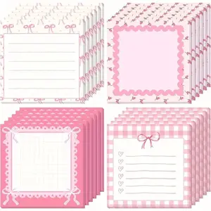 Cute Bow Sticky Notes 3x3 Inch, 30 Pieces Per Pack, Ideal for Room Decoration, School Supplies, Party Gifts