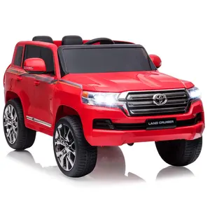 GARVEE Licensed 2-Seater Toyota Land Cruiser 12V 7AH Battery-Powered Electric Ride-On Vehicle with Parent Remote Control, LED Lights, Spring Suspension, Music, Horn, Red