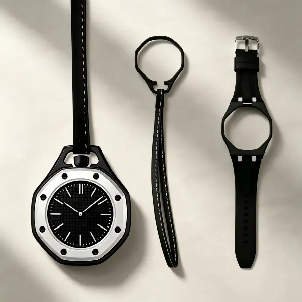 Octagon Pendant Pocket Watch with Dual Straps, 2 in 1 Convertible Watch Can Wear on Wrist or Hang on Backpack Handbag, Casual Fashion Accessory