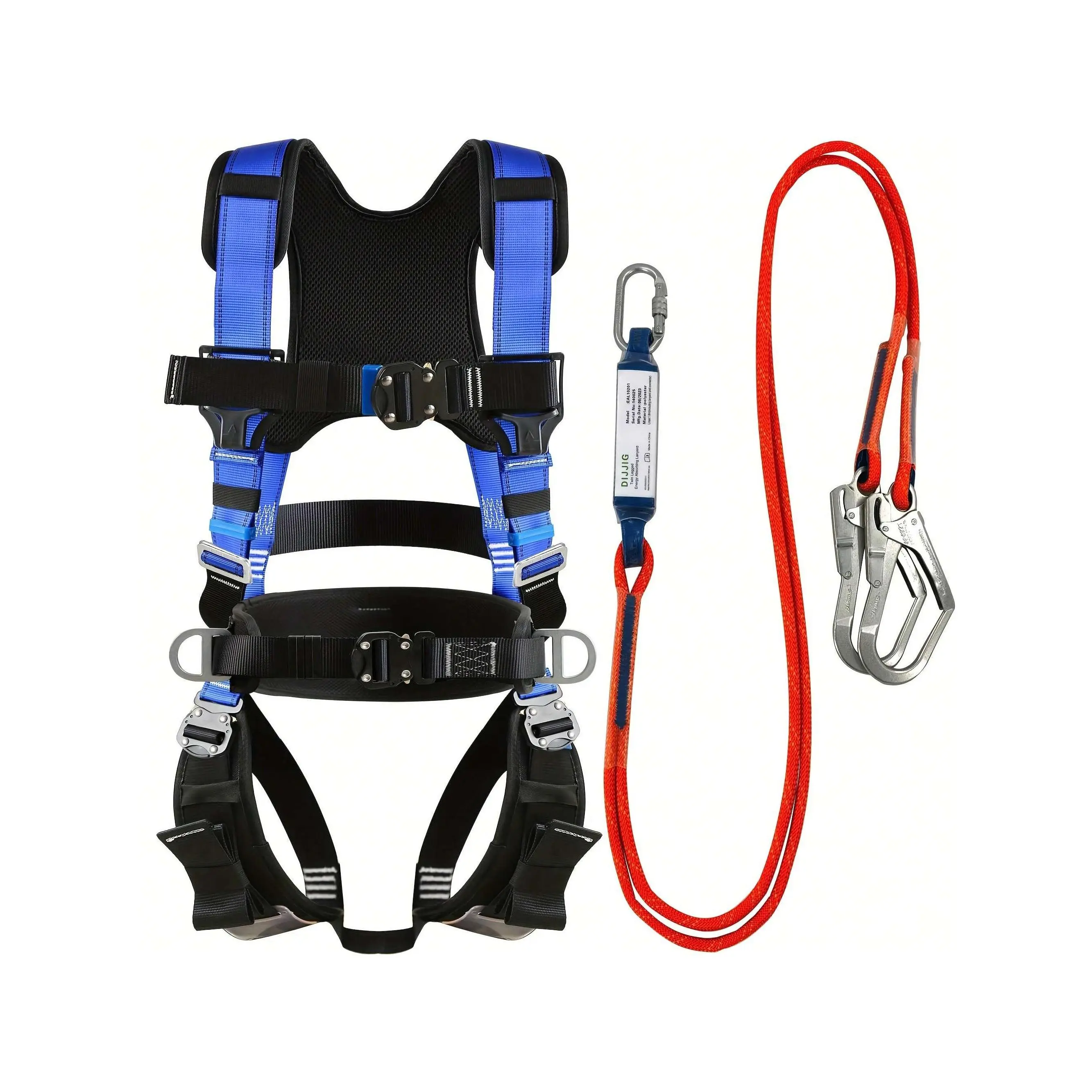 Safety Harness for Roofing & Construction, Full Body Multicolor Polyester Webbing, ANSI-Certified with Quick Plug, Easy Installation And Removal, High Safety Standards