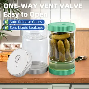 Pickle Jar with Strainer Flip Glass 40oz BPA-Free Airtight Pickles Juice Separator for Olive Jalapeno, Food Storage Containers with Lids for Pickles Lover, Grey