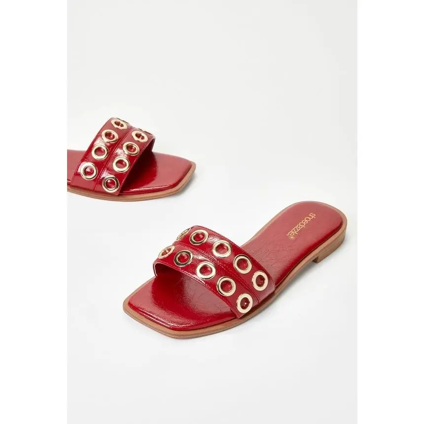JUST FAB Women's Wide Width Flat Heel Sandals - Casual Comfortable Strap Design Footwear, Summer Beach Dress Sandals Women