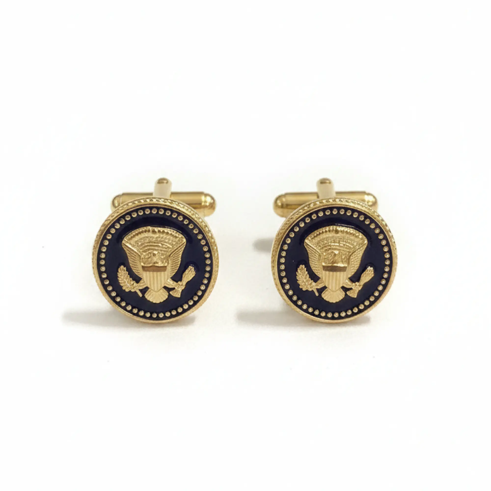 President Jimmy Carter 24k Gold Plated Presidential Eagle Coin Blue Cobalt Cufflinks Set