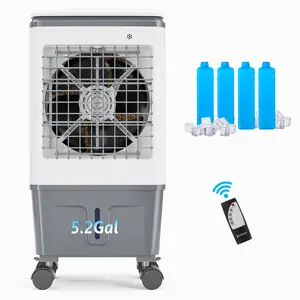 ROVSUN Portable Air Cooler, 5.2/7.9/10.5/13.2/15.8Gal/ Evaporative Swamp Cooler, 3-IN-1 Cooling Fan with Remote Control, 12H Timer & 4 Ice Box, 3 Speeds, Humidifying Oscillating Fan for Indoor or Outdoor
