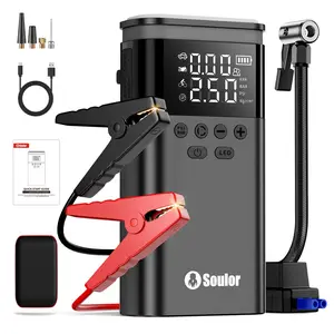 Soulor CYD22 5-in-1   with 150PSI Air Compressor, 10000mAh Portable Power Bank, LED Flashlight & SOS for Car/SUV/Truck Emergency ultra-safe