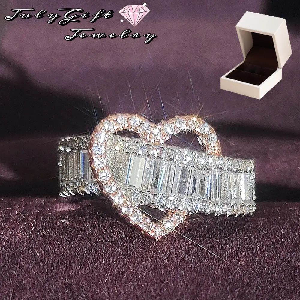 Cubic Zirconia Engagement Heart Rings, Wedding Band Promise Ring Bridal Sets