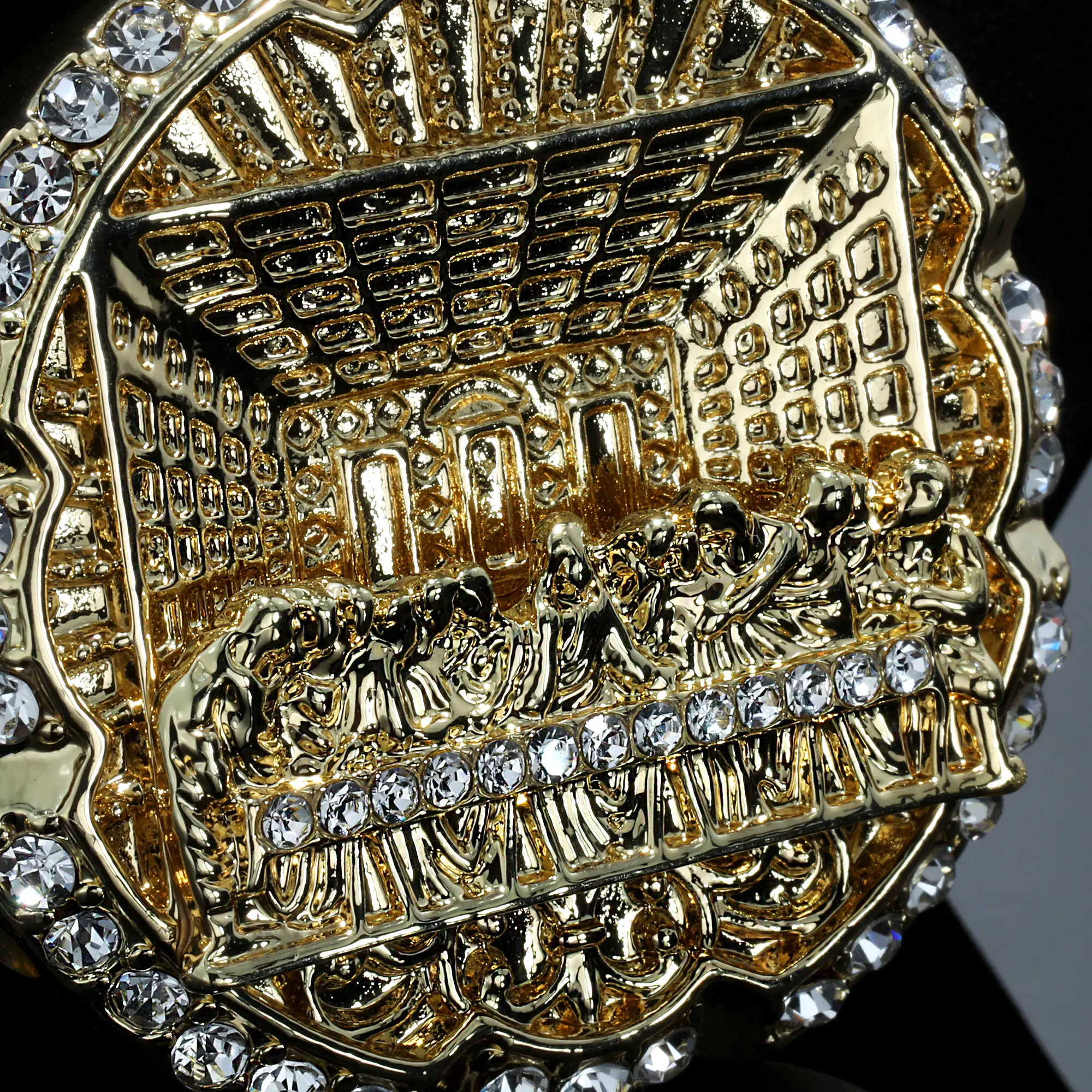 BLINGKINGSTAR - Large Jesus Last Supper Pendant Men's Jewelry Iced Gold-Plated CZ Chain Necklace High-Quality Polished Finish, Religious Adult Jewelry, Boy's Fashion Accessory Chain Gift, Chains, Women's Accessories