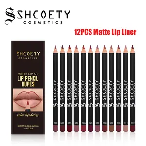 12 Color Matte Lip Liner Pencils Set, Long Lasting All Day Set, Easy Coloring Lip Sticks for All Occasions Makeup, Girls & Women Makeup Accessories