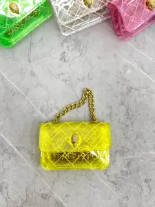 Trendy Crossbody Shoulder Bag, Transparent PVC Material, Rhombus Stitch Design, Magnetic Closure, Ideal for Parties and Casual Outing, Stylish Versatile Bag