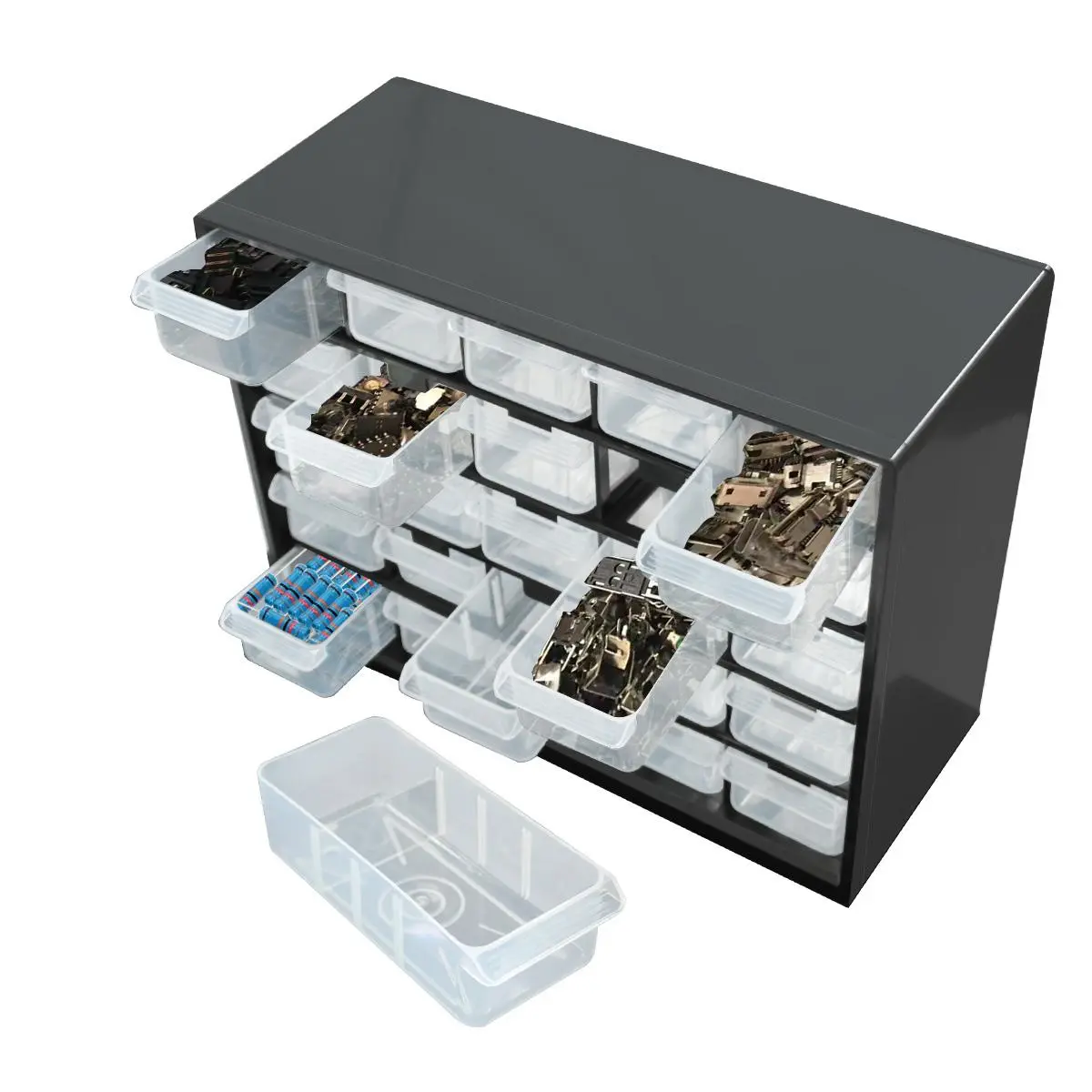 Multi-grid Drawer Parts Box, Wall Mounted Screw Classification Component Box, Electronic Components Storage Tool Box, Tool Organizer, Garage Tool Storage