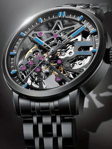 men's business fashion automatic round dial mechanical watch with engraved pattern, elegant all-match fashion accessories for girlfriend for daily wear, exquisite accessories for birthday gifts  watches for men