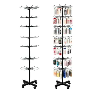 Retail Display Stand, Rotating Display Rack for Earring Keychains Jewelry Vendor Events & Stores, 7 Tier Movable and Adjustable 1 PCS - Black