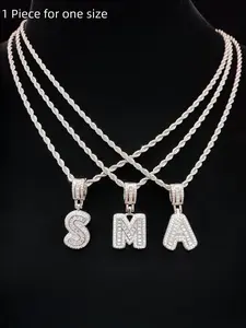 Artificial Zircon Letter Pendant Necklace, Trendy Fashion Initials Jewelry for Parties and Daily Wear, Versatile & Exquisite Jewelry for Birthday Gift, Fashionable Jewelry