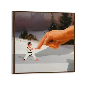 Minecraft classical Retro 8-Bit Arcade Pointer Canvas Print, Artistic Surreal Pixel Gamer Wall Art, Frameless IYKYK Home Decoration Poster