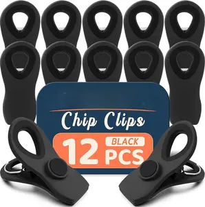 12 Pack  Chip Clips, Bread Clips  Bag Clips for  Packages, Kitchen Clips with  for Fridge, Plastic Assorted Colors Bag Clips for  Storage, Snack Bag and Chips Bag