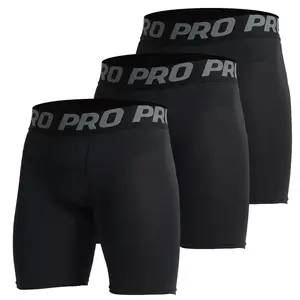 3 Pack Mens Compression Running Shorts Spandex Compression Underwear for Men Athletic Shorts Biking Running