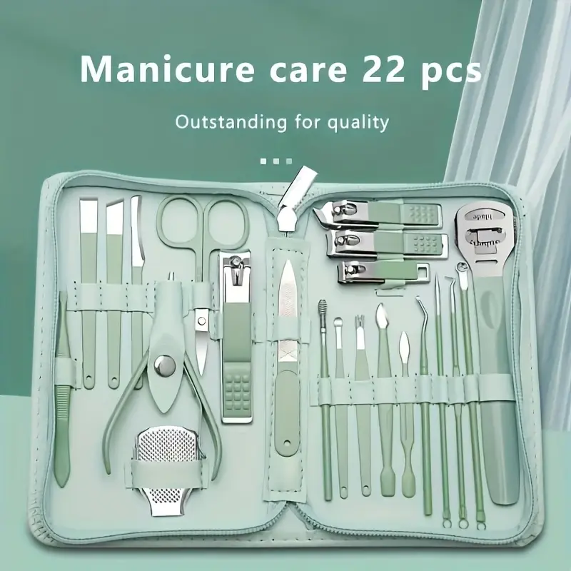 Manicure Set Professional Nail Clipper Kit-22 Pieces Stainless Steel Manicure Kit, Nail CareTools With Luxurious Travel Case