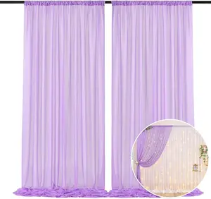 2 Panels-5ft x 10ft Light Purple Tulle Backdrop Curtains for Parties, Sheer Backdrop Curtain Wedding Photo Backdrop Drapes for Photography Birthday Party