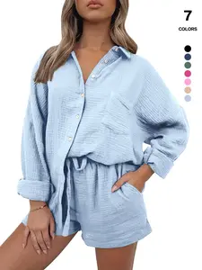 2 Piece Sets For Women Lounge Wear Matching Two Piece women's suit Fashion Casual Loose Oversized Shirts And Shorts Spring Outfit 2026, Womenswear