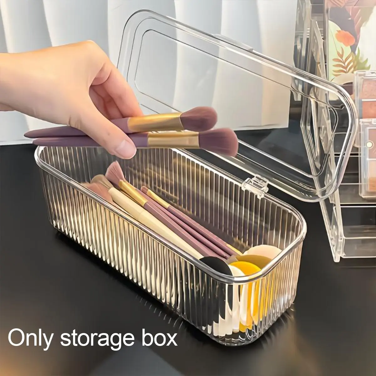 Large Capacity Multi-Functional Dustproof Storage Box, Makeup Brush Holder, Cosmetic Organizer, Makeup Tool Organizer, Dustproof Storage Bins, Beauty Supplies Organizer, Dustproof Organizers, Desk & Dorm Use, Home Essential