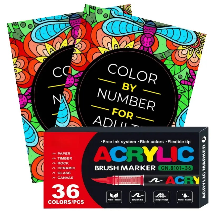 Professional Acrylic Painting Pen & Art Marker Set - Adult DIY Craft Kit for Coloring Books, School Essentials