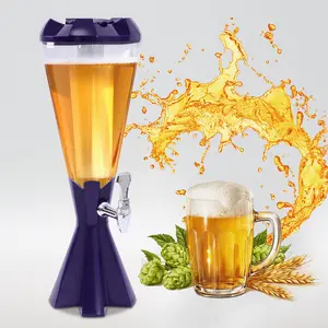 Purple Plastic Beer Dispenser Container - 3L/101oz Durable Kitchenware Bar Utensils, 21.7in Height, 7-Color LED Lights, ABS-PET Leak-Proof Tap, 1.7kg/3.7lbs Versatile for Home Parties, Restaurants