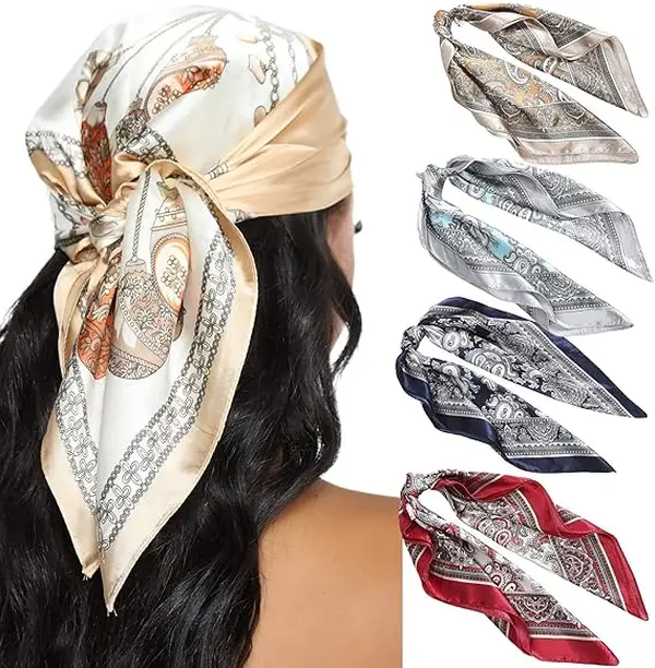 23” Satin Bandanas for Women Head Scarf wrap Like Silk Scarf for Hair Scarf Satin Neck Scarf Silk Hair Bandana Headscarf