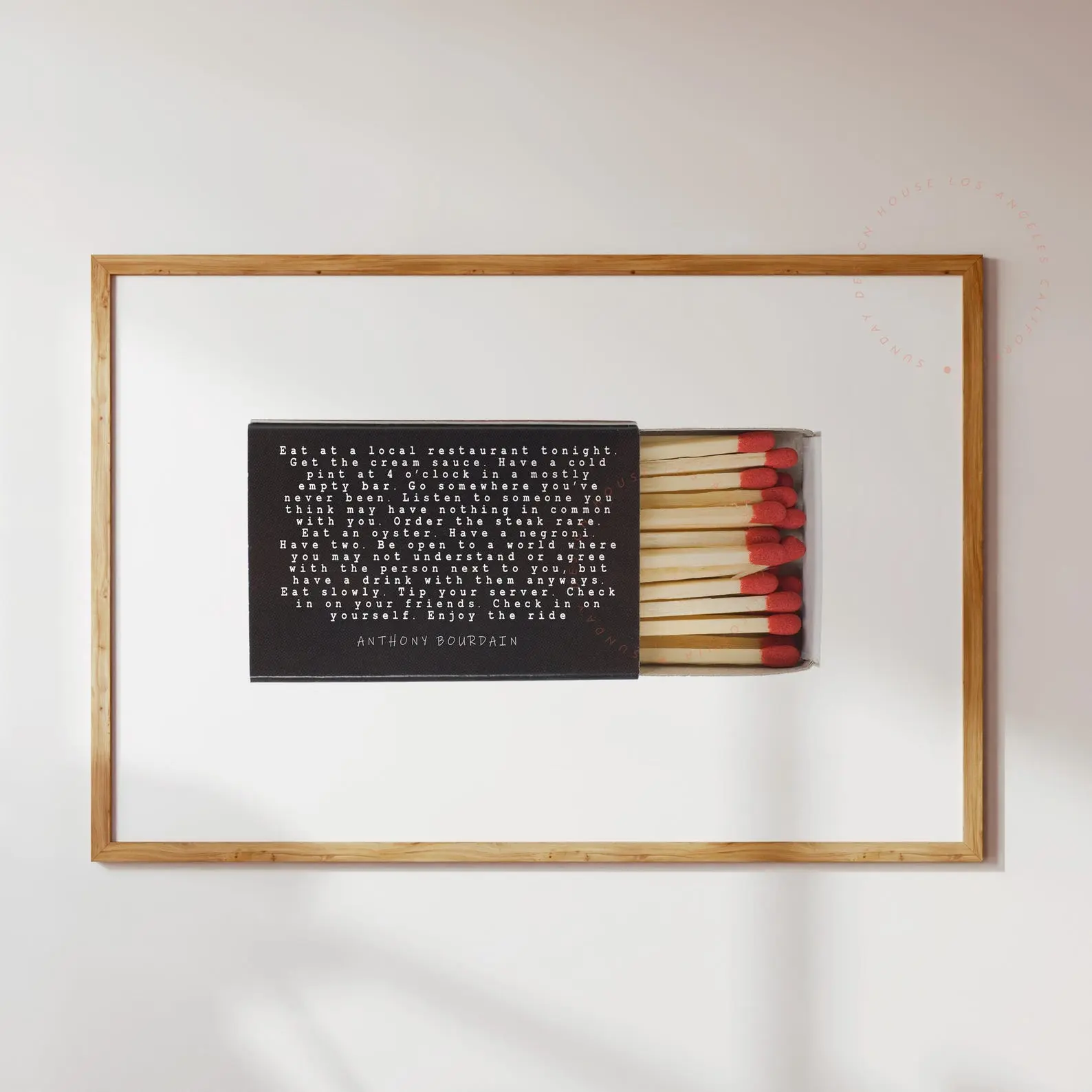 Anthony Bourdain Matchbox Quote Print, Dine at a Local Restaurant Matchbox Poster, Anthony Bourdain Wall Decor, Kitchen Matchbox Artwork