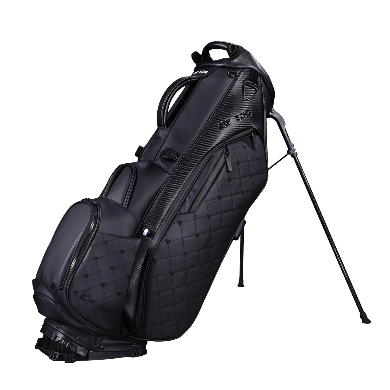 Ask Echo Golf Prestige 5-Way Compact Leather Stand Bag for Sports & Outdoor Ball Sports Enthusiasts, Golf Equipment, Essential Golf Accessory