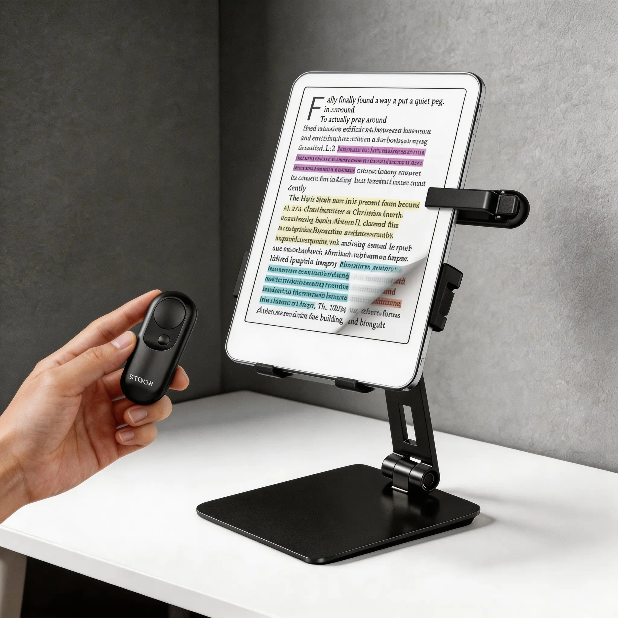 For Kindle/iPhone/iPad, Magnetic Page Turner & Remote Shutter, with Wrist Strap, 2-in-1, Stouchi Handheld Devices Accessory Button Cellphone Clip